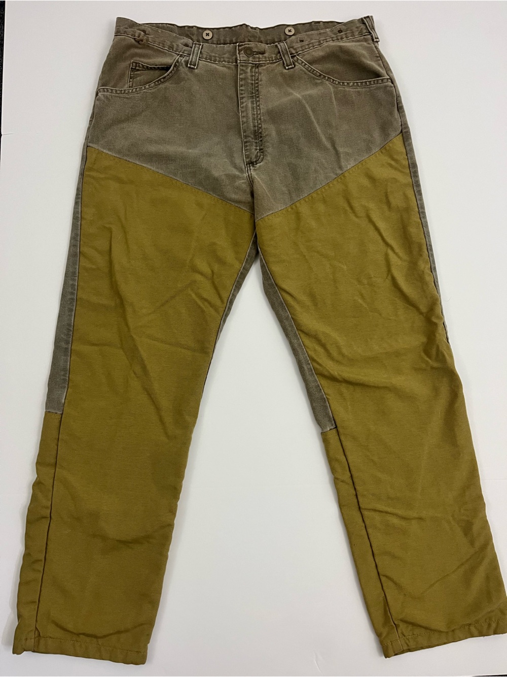 Vintage Wrangler Rugged Wear  Pants 36x32 Tan Olive Outdoor USA Made